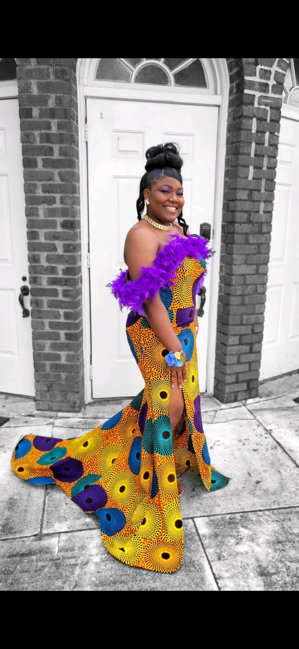 African print corset dress